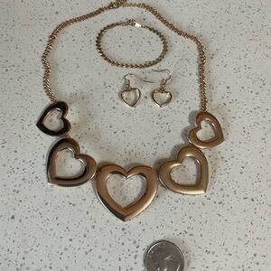 Gold Heart Jewelry Set